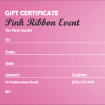 Pink Ribbon Gift Certificate Pertaining To Pink Gift Certificate Template