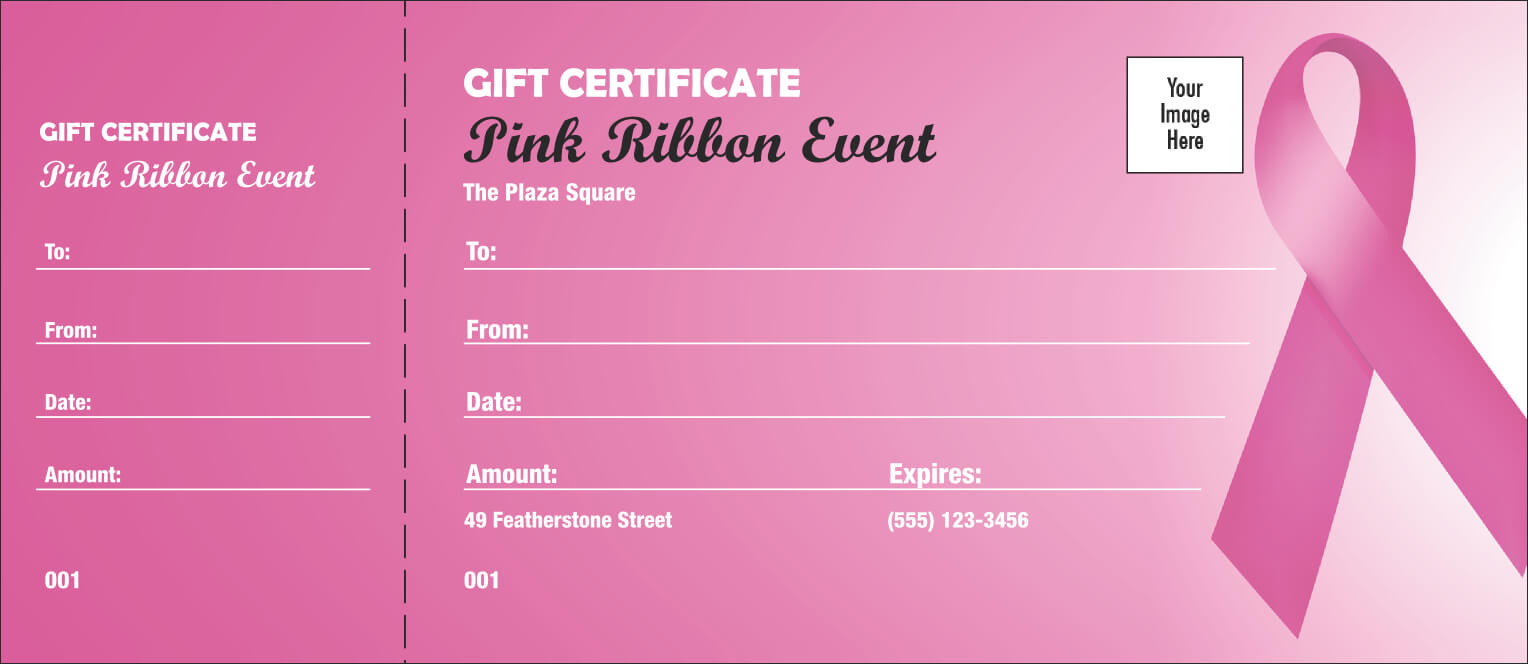 Pink Ribbon Gift Certificate Pertaining To Pink Gift Certificate Template