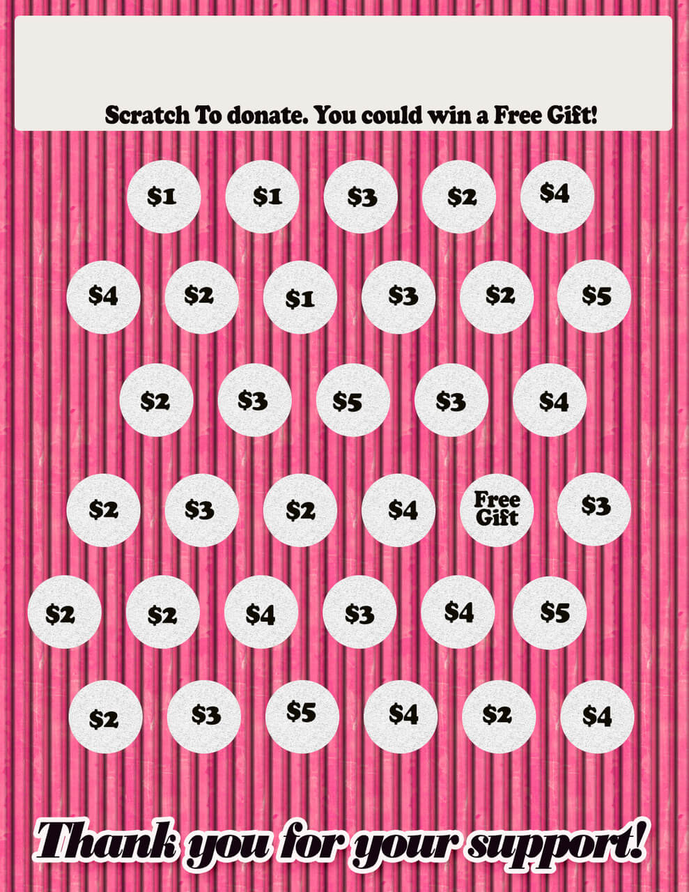 Pink Stripe Scratch Off Template With Numbers Added  Preview Pertaining To Scratch Off Card Templates