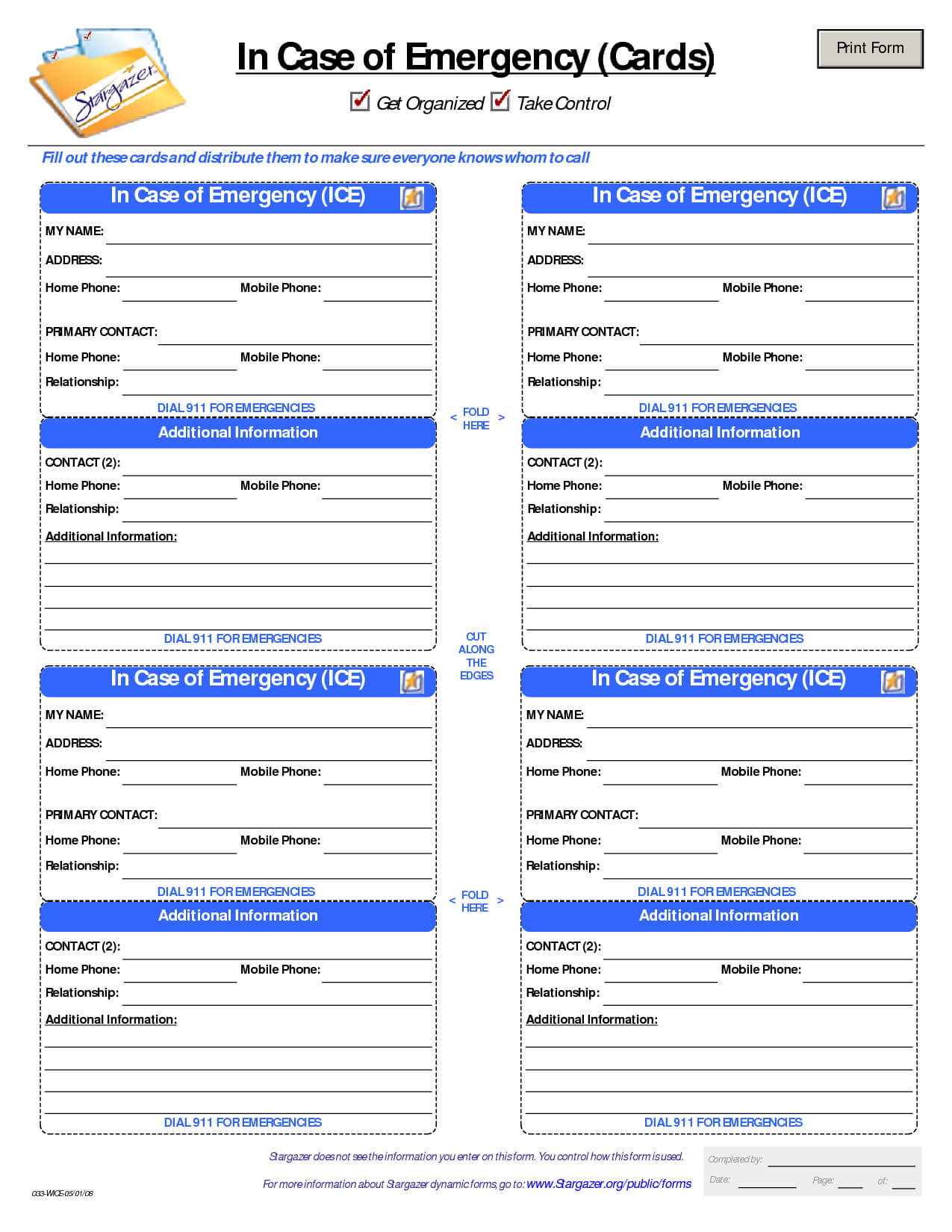 Free Printable Emergency Medical Identification Card Pdf