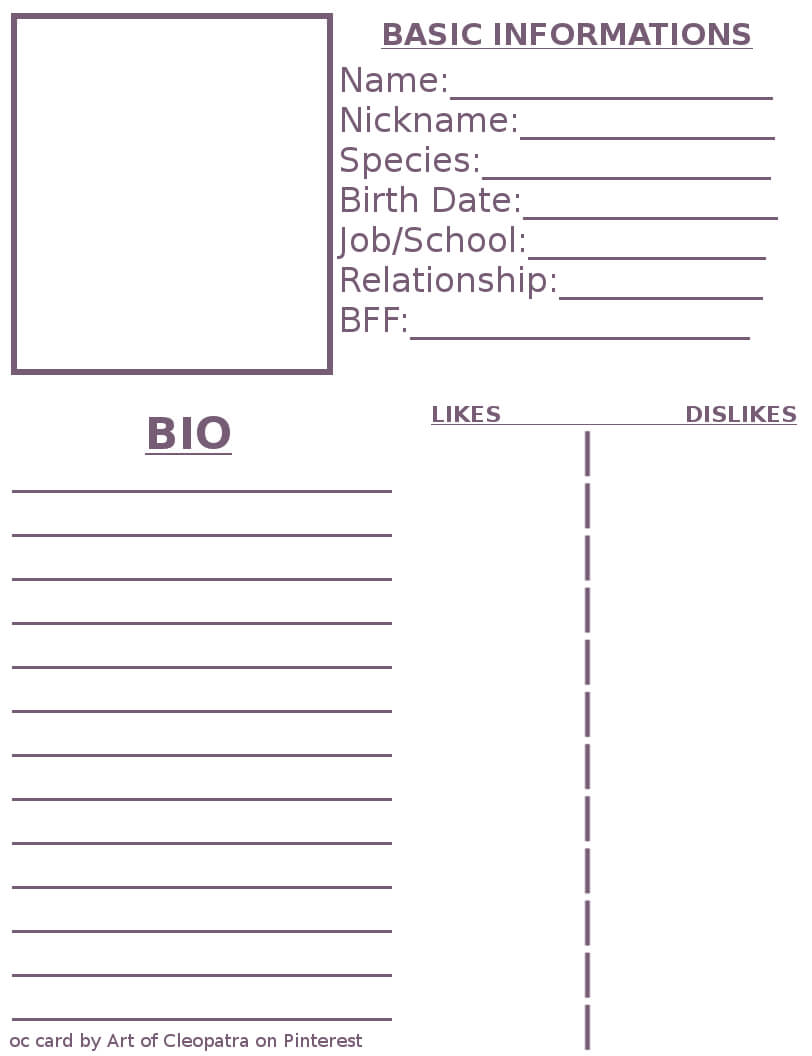 Pinmimi Stovall On Art Work In 2019 | Character Sheet In Bio Card Template