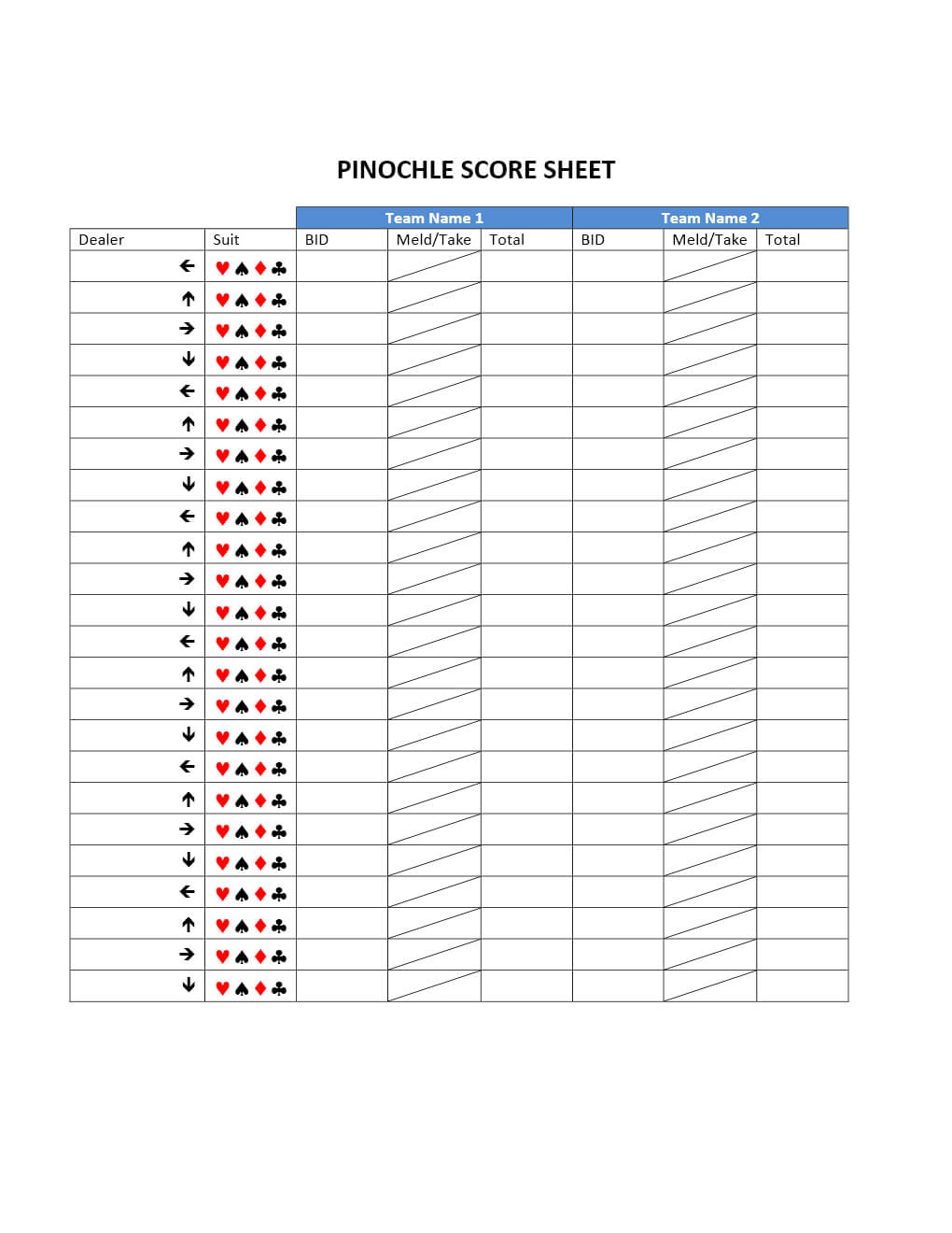 Pinochle Score Sheet Throughout Bridge Score Card Template