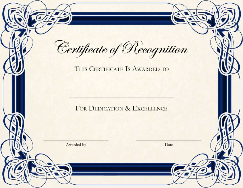 Certificate Of Recognition Word Template