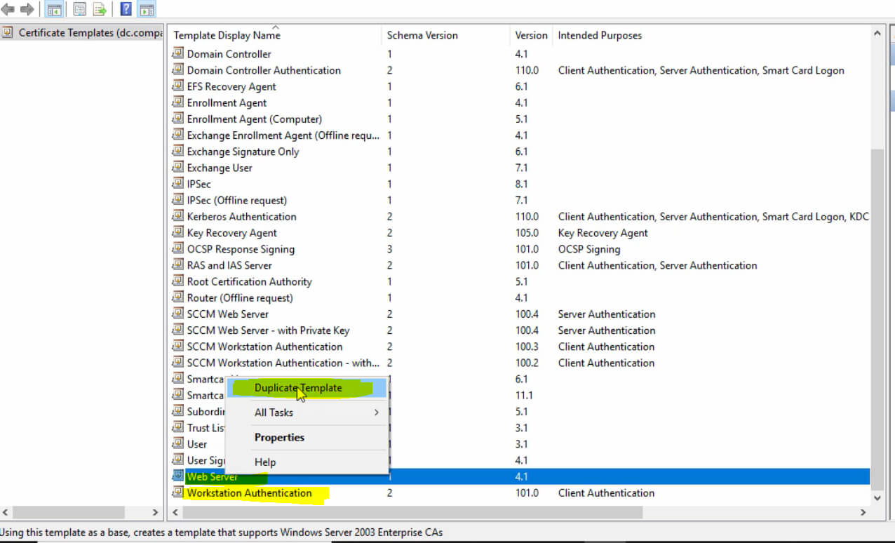 Pki Certificate Requirement For Sccm – Hashmat It Nerd Intended For Workstation Authentication Certificate Template