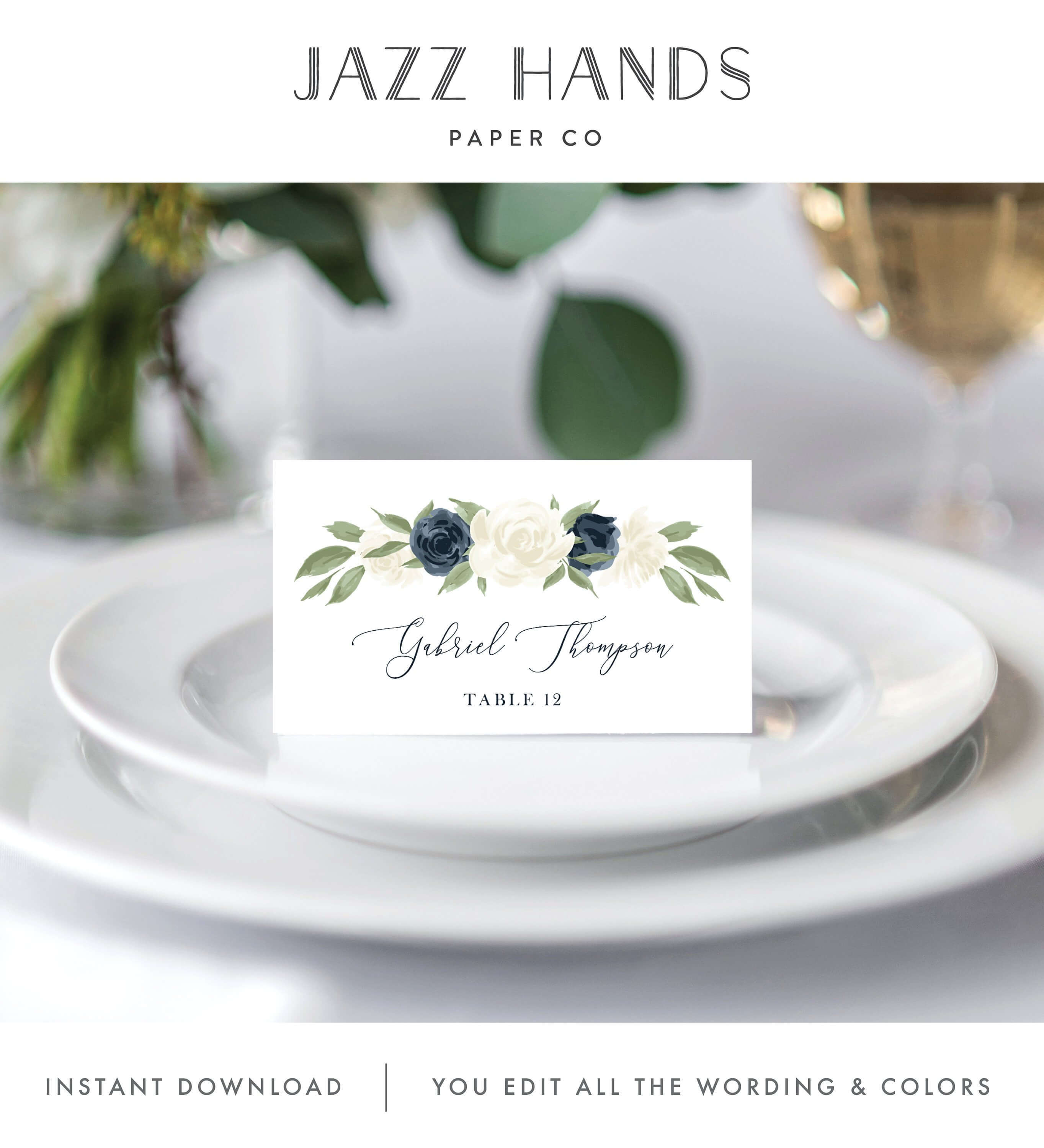 Place Card Template, Escort Card Template, Printable Wedding With Place Card Setting Template