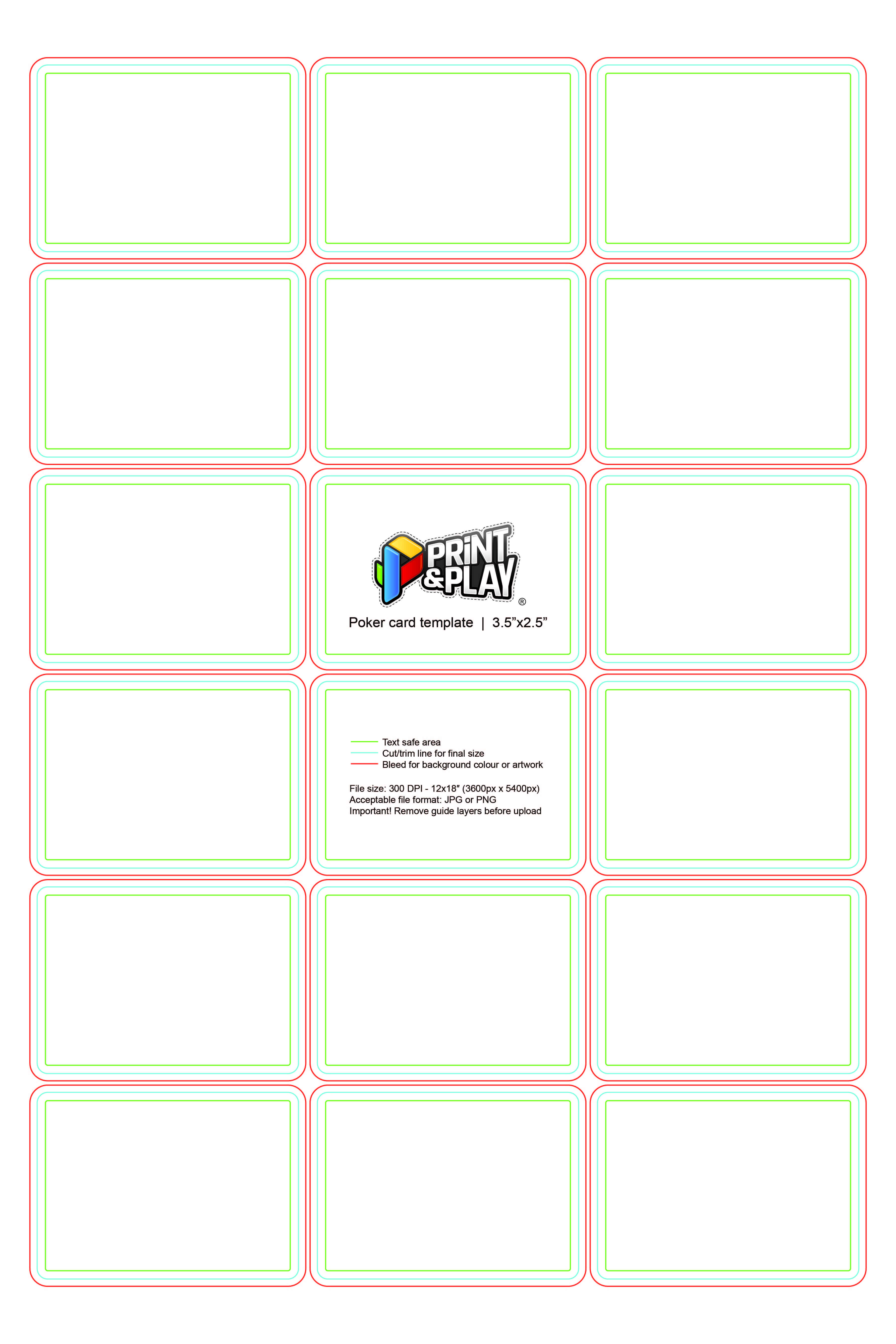 Playing Cards : Formatting & Templates – Print & Play With Baseball Card Size Template