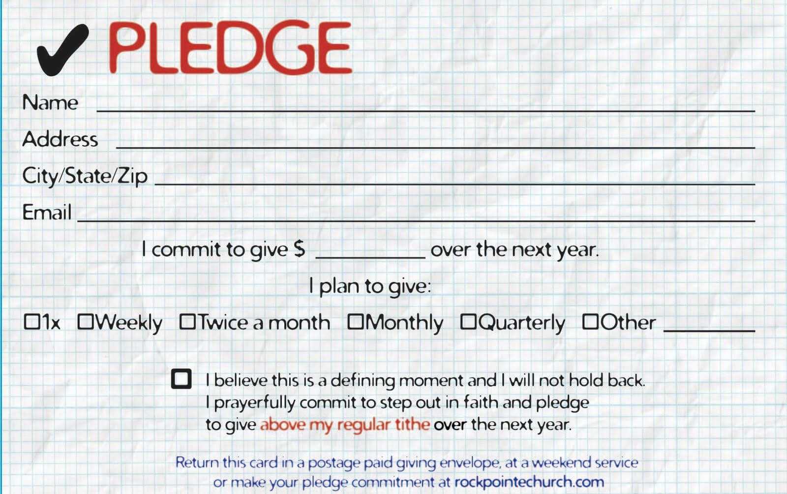 Pledge Cards For Churches | Pledge Card Templates | My Stuff For Donation Cards Template