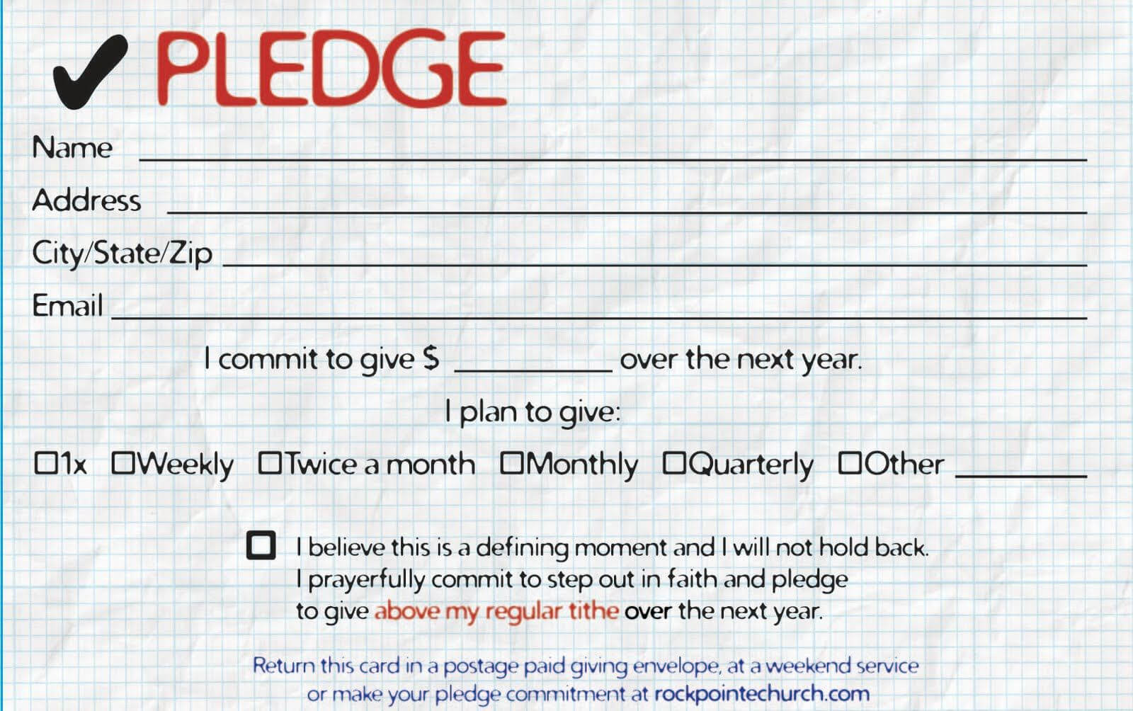 Pledge Cards For Churches | Pledge Card Templates | My Stuff Within Free Pledge Card Template