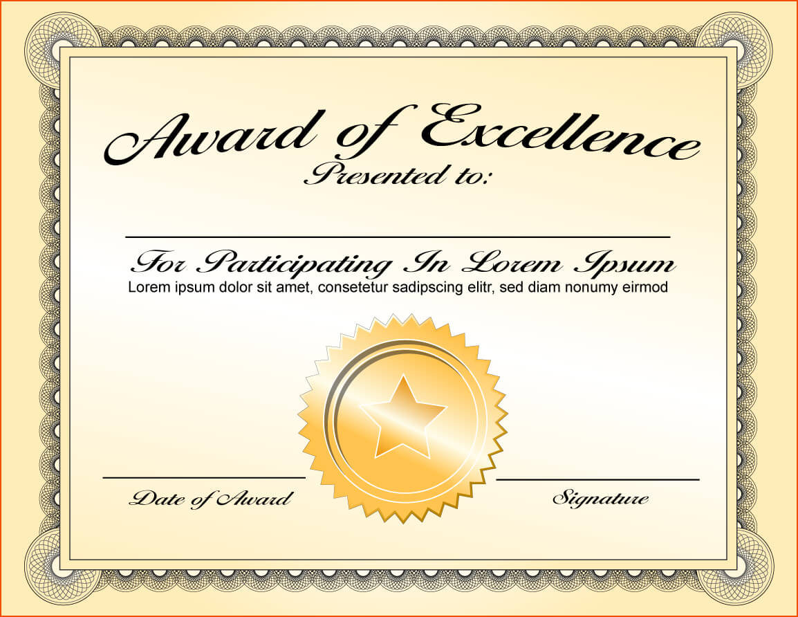 Award Of Excellence Certificate Template Atlantaauctionco