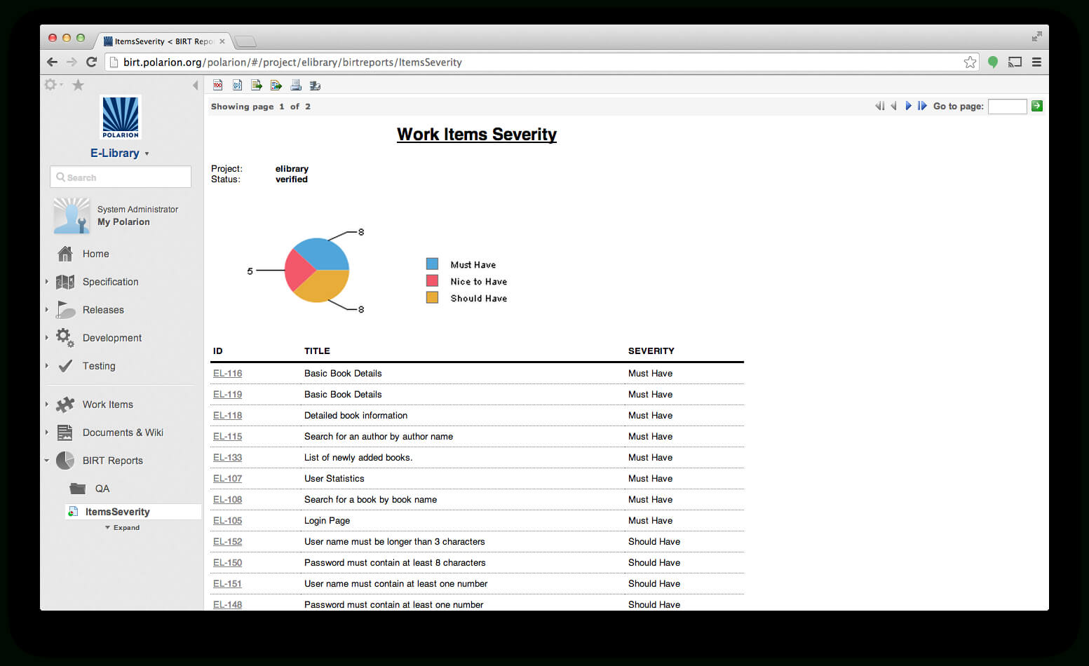 Polarion Extensions In Birt Report Templates