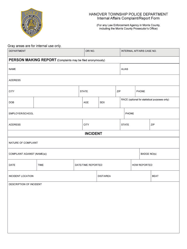 Police Forms – Fill Online, Printable, Fillable, Blank Regarding Blank Police Report Template