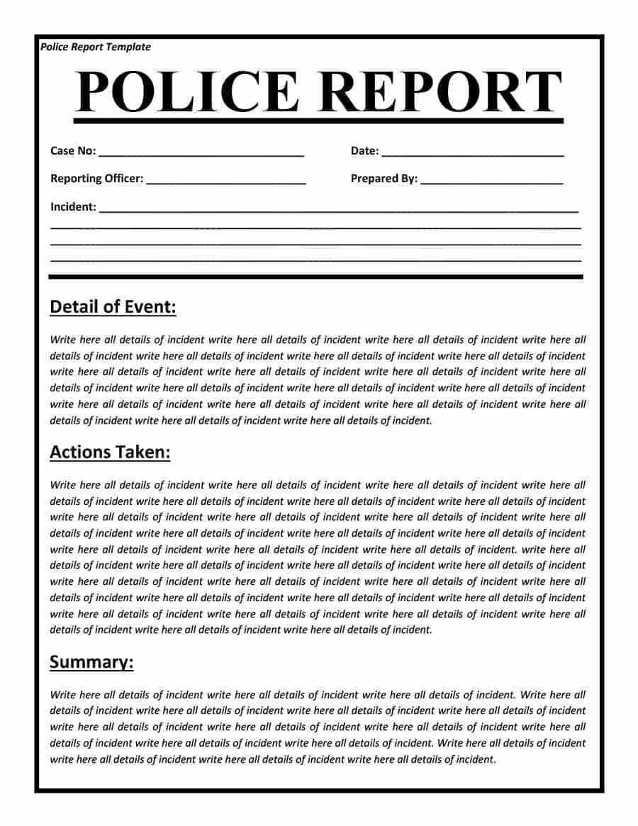 Police Report Templates - 8+ Free Blank Samples - Template Inside Police Report Template Pdf