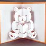 Pop Up Teddy Bear Card | Cute Bear Card | I Love You Card | Cute Love Card  | Anniversary Card | Kirigami Valentines Day Card Friendship Card Intended For Teddy Bear Pop Up Card Template Free