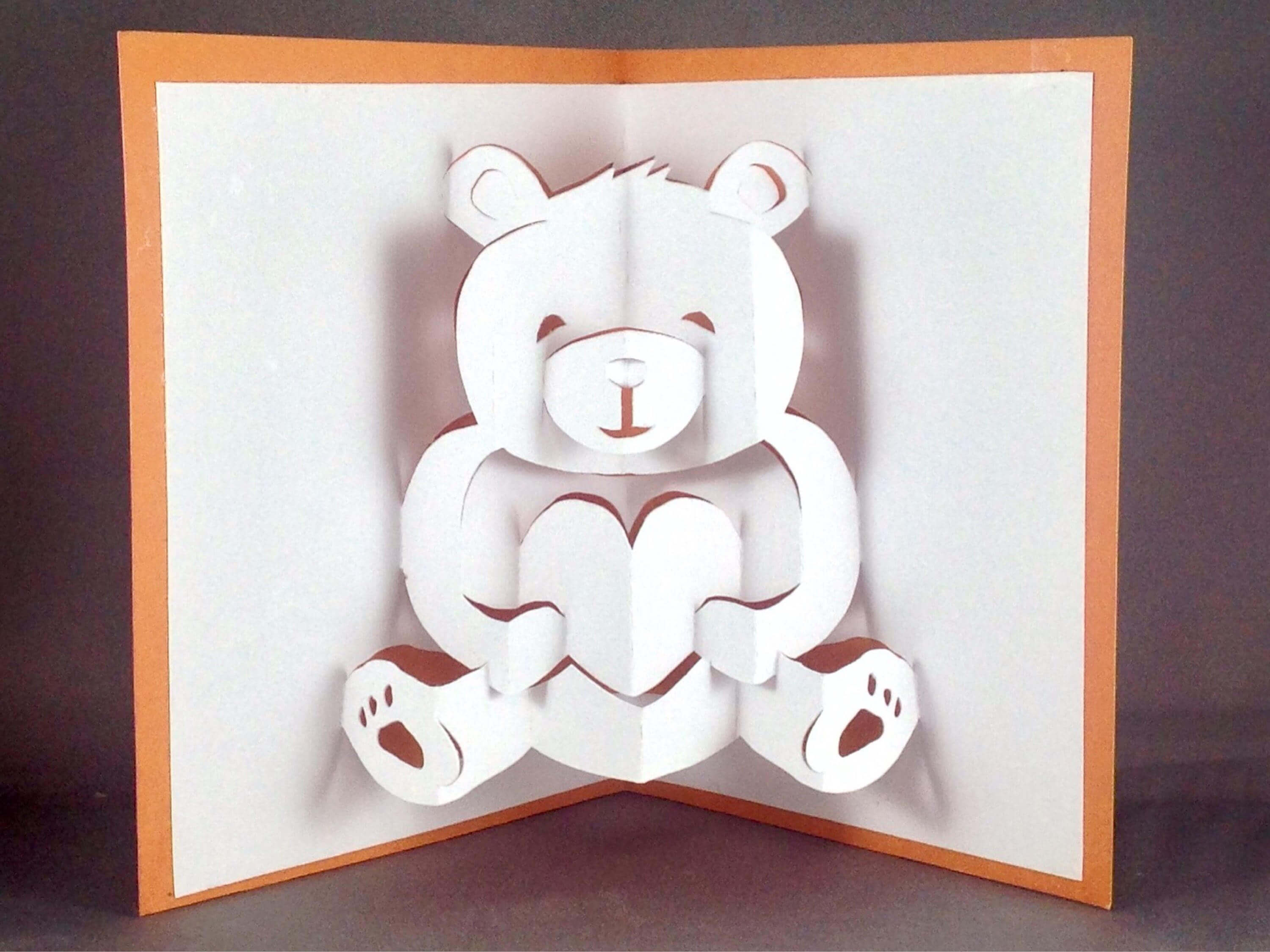 Pop Up Teddy Bear Card | Cute Bear Card | I Love You Card | Cute Love Card  | Anniversary Card | Kirigami Valentines Day Card Friendship Card Intended For Teddy Bear Pop Up Card Template Free