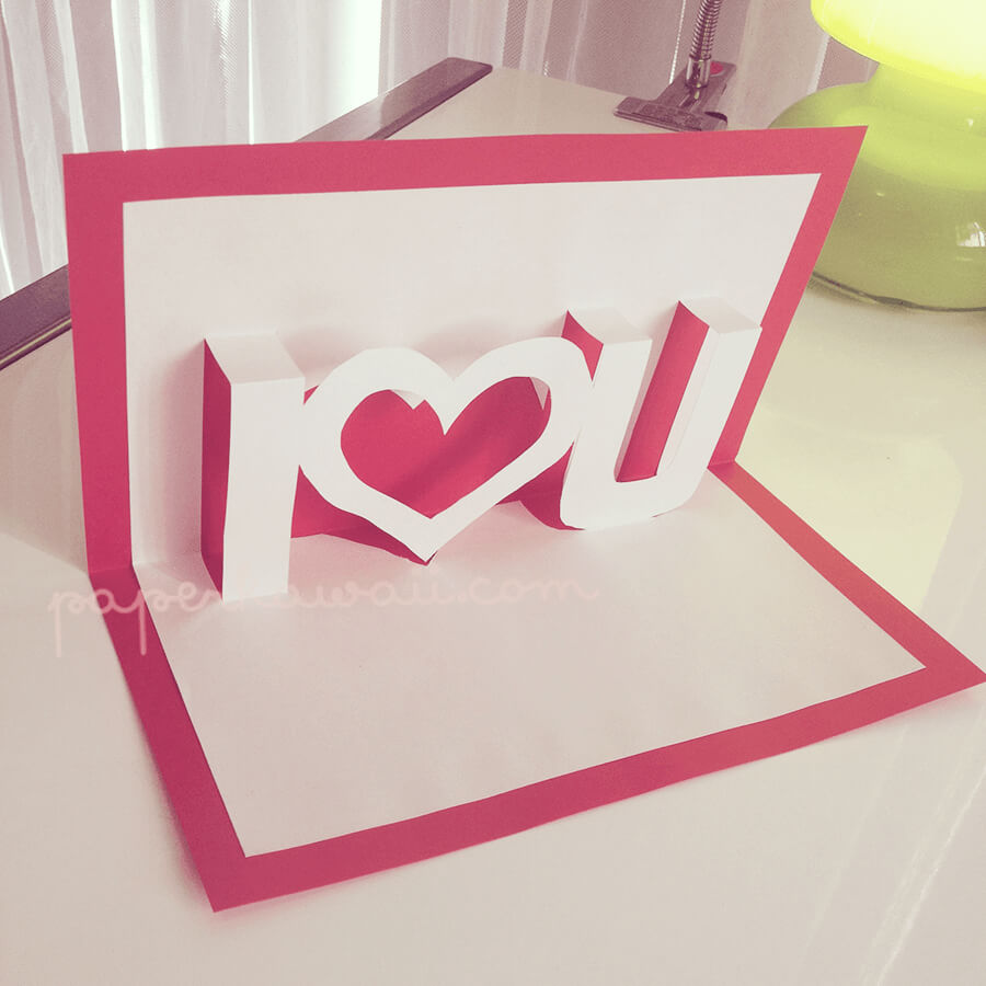 Pop Up Valentines Card Template I ♥ U | Crafts And Fun For Free Pop Up Card Templates Download