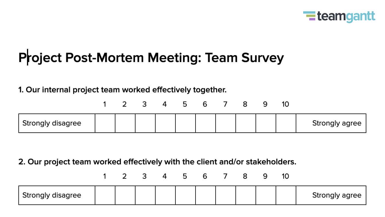 Post Mortem Meeting Template And Tips | Teamgantt Inside Post Project Report Template