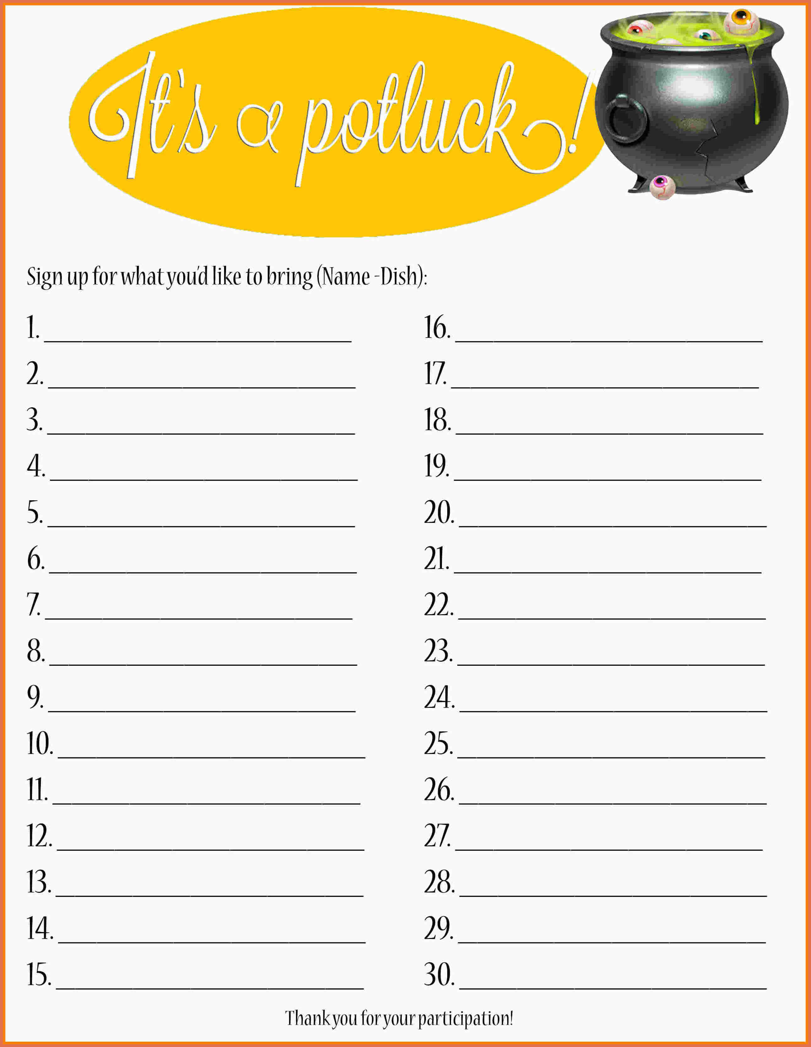 Potluck Sign Up Sheet Template Word | Charlotte Clergy Coalition In Potluck Signup Sheet Template Word