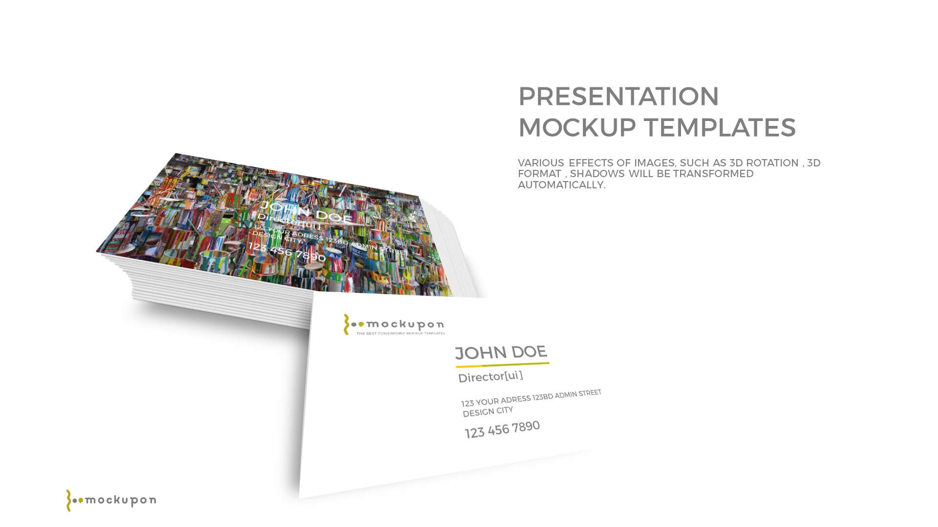 Powerpoint Business Card Mockup Template With Business Card Template Powerpoint Free