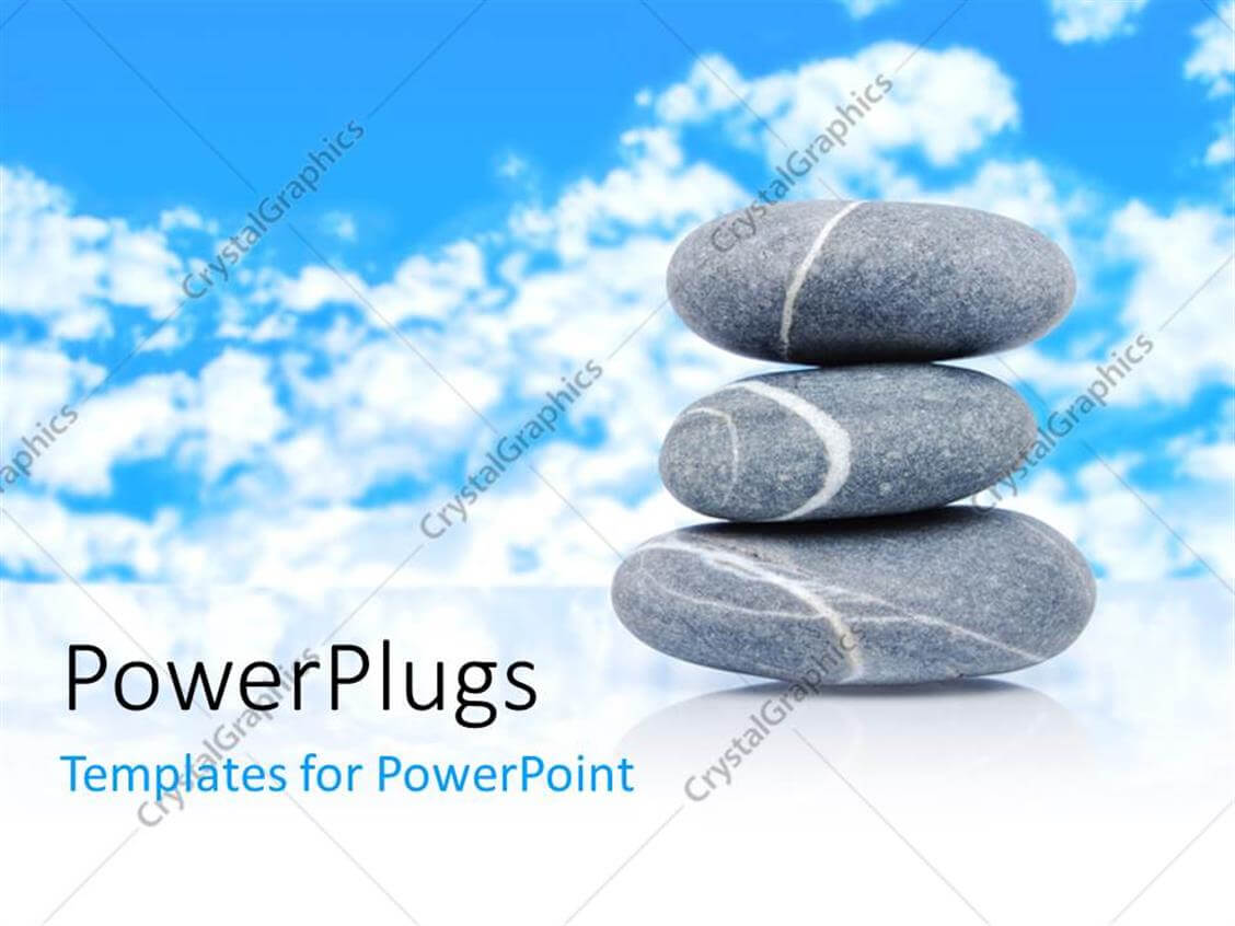 Powerpoint Template: A Number Of Zen Stones With Clouds In For Presentation Zen Powerpoint Templates