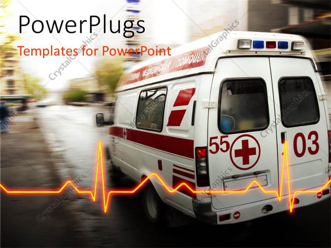 Powerpoint Template: An Ambulance With A Heartbeat Line And Regarding Ambulance Powerpoint Template