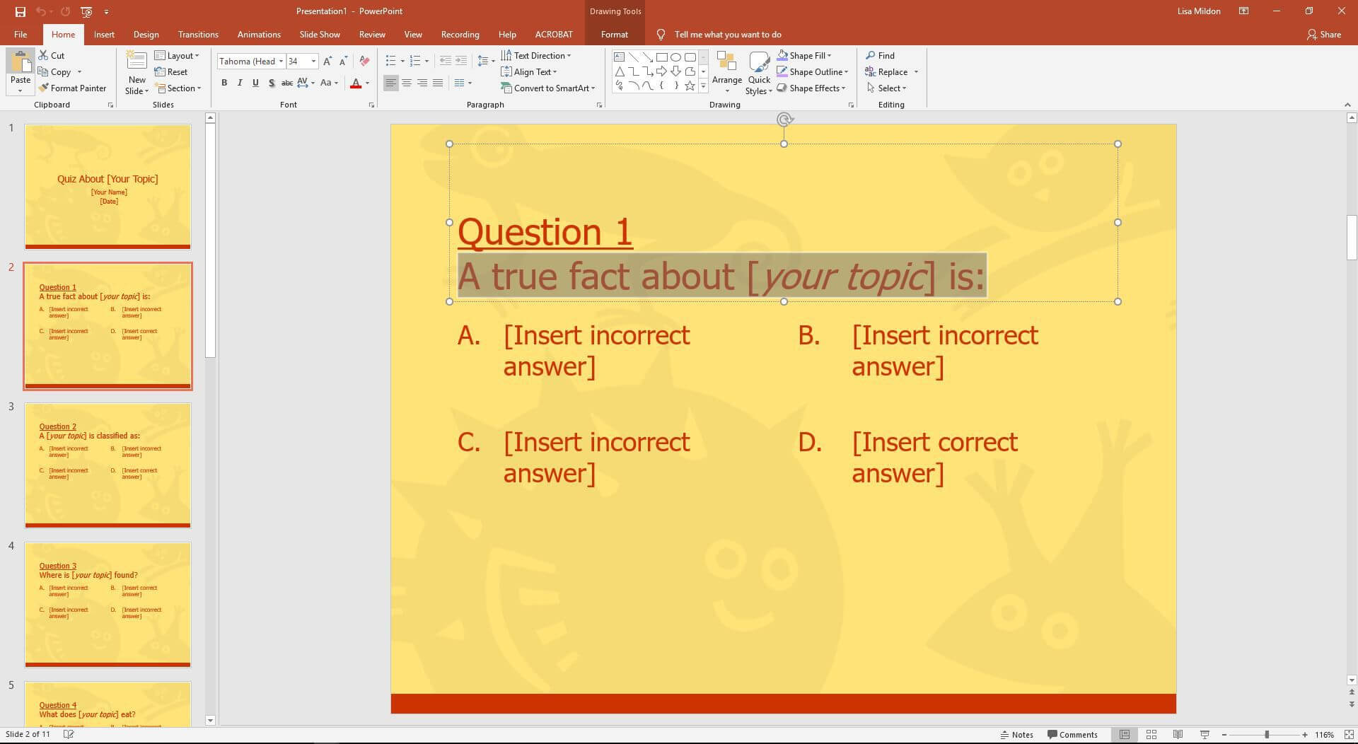 Powerpoint Template For A Multiple Choice Quiz Regarding Powerpoint Quiz Template Free Download