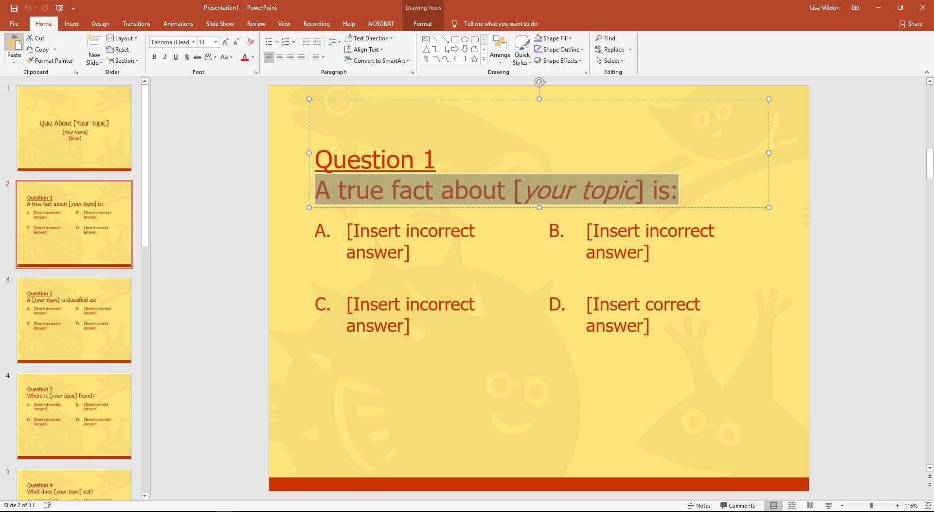 Powerpoint Template For A Multiple Choice Quiz Regarding Powerpoint Quiz Template Free Download