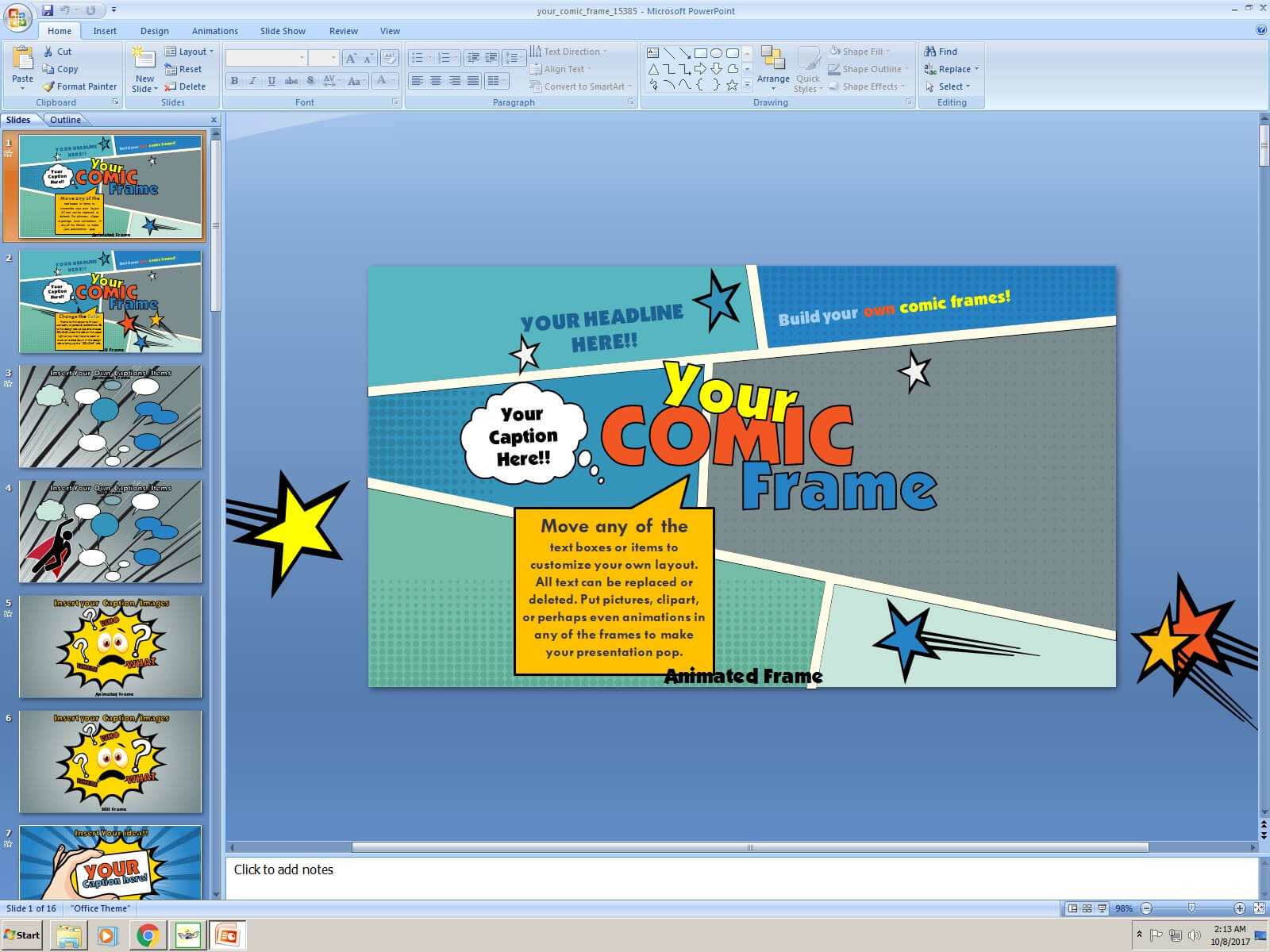 Powerpoint: Your Comic Frame Presentation Template Intended For Comic Powerpoint Template
