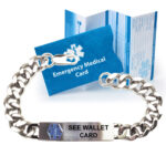 Pre Engraved "see Wallet Card" Traditional Curb Link Medical Alert  Bracelet. Choose From A Variety Of Sizes! Within Medical Alert Wallet Card Template