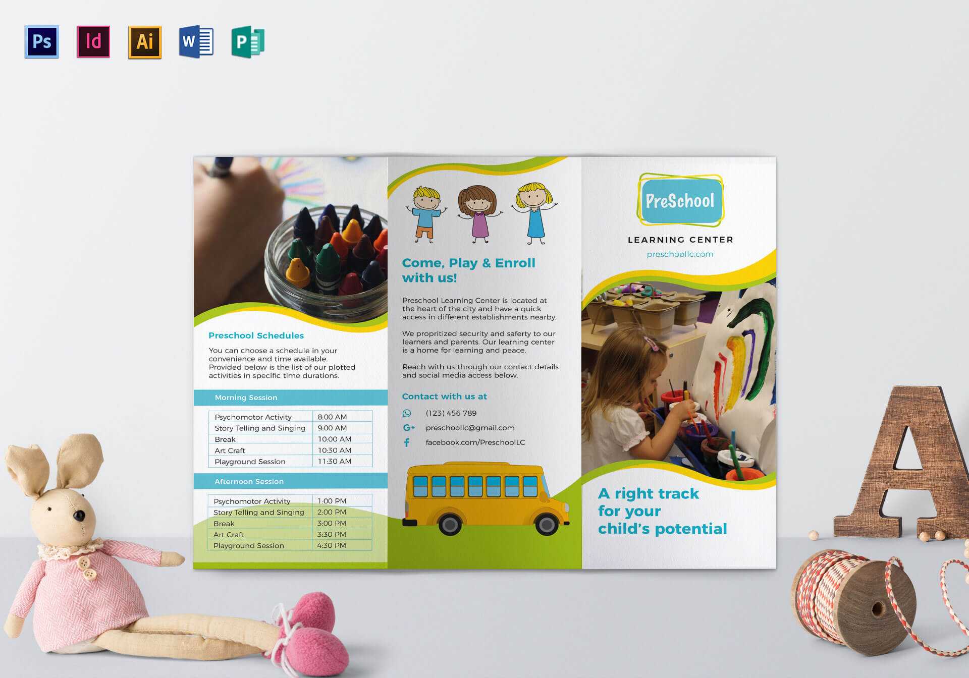 Pre School Brochure Template In Play School Brochure Templates