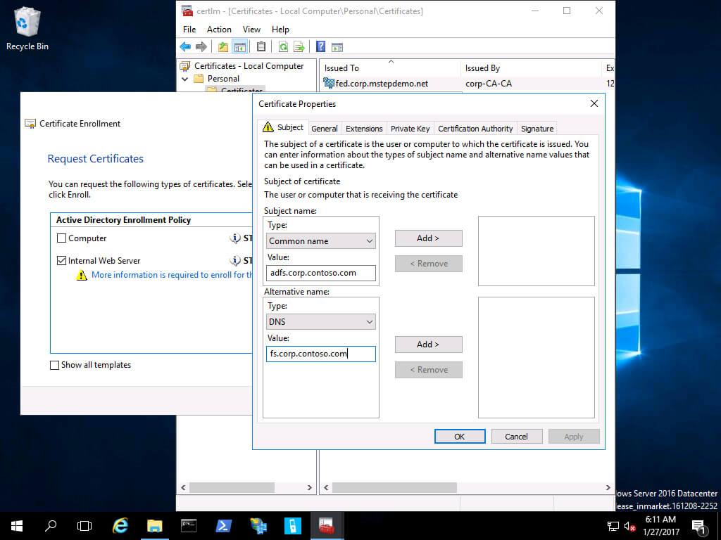 Prepare And Deploy Windows Server 2016 Active Directory Pertaining To Domain Controller Certificate Template