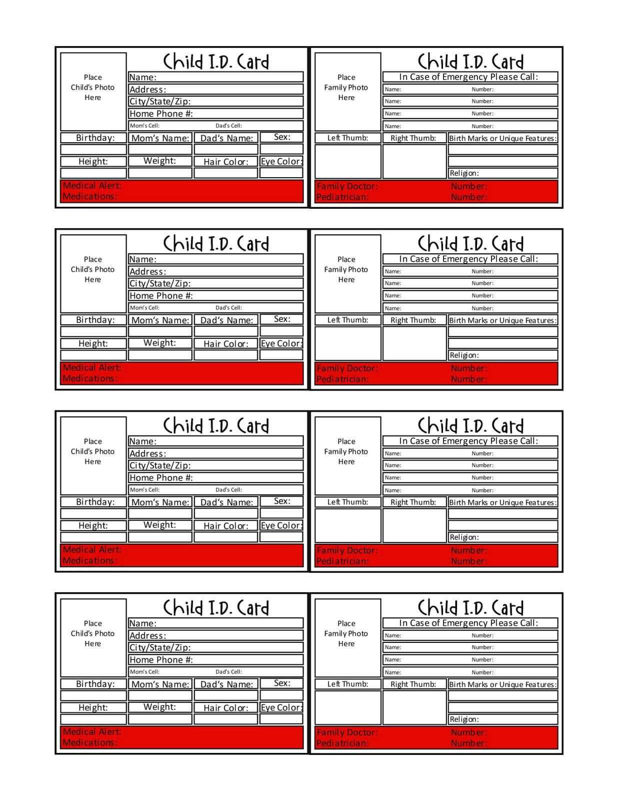 Prepared Not Scared!: Preparedness Project – Family Inside Id Card Template For Kids