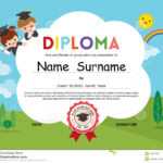 Preschool Elementary School Kids Diploma Certificate Inside Preschool Graduation Certificate Template Free