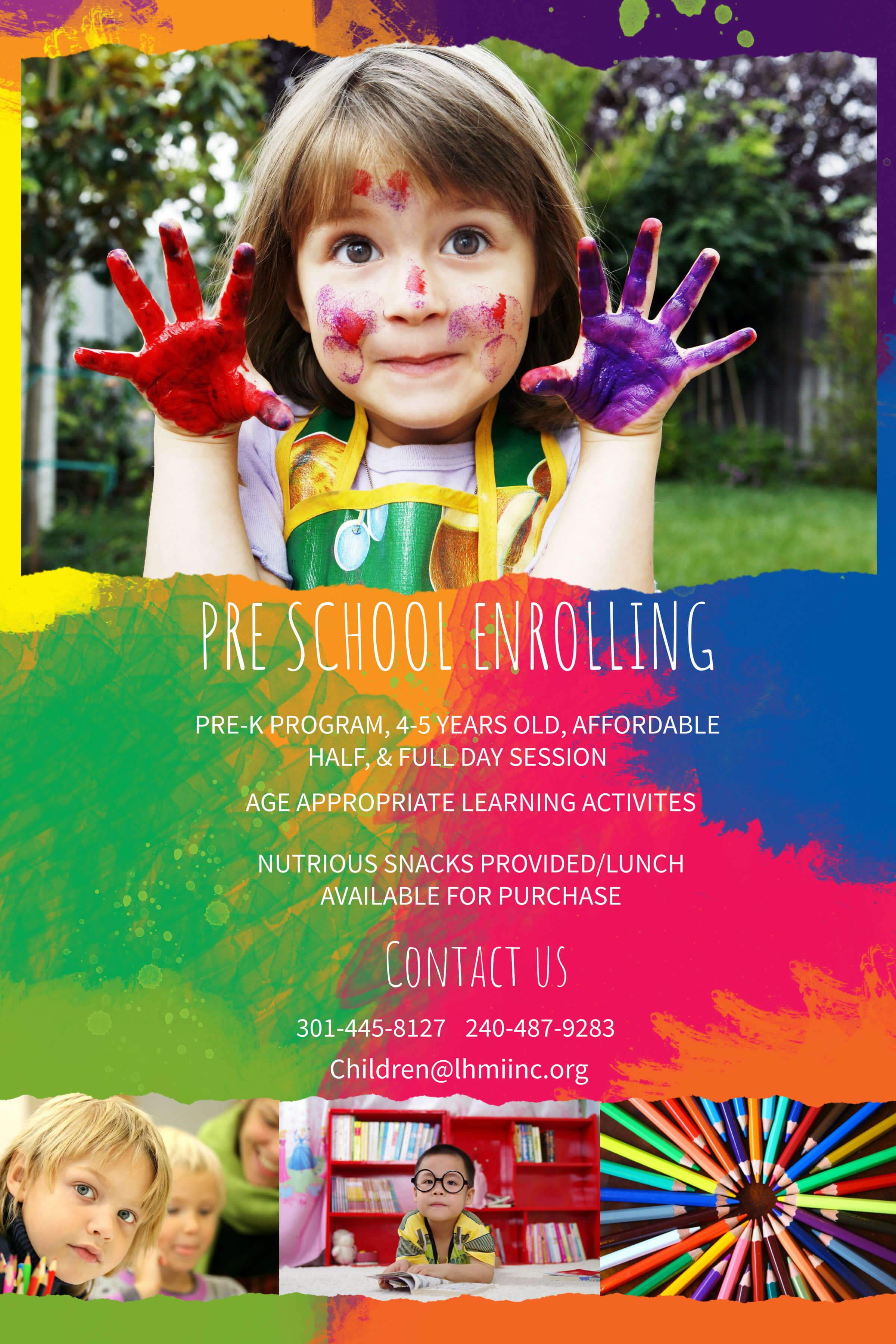 Preschool Enrollment Colorful Poster/flyer Template | School Inside Play School Brochure Templates