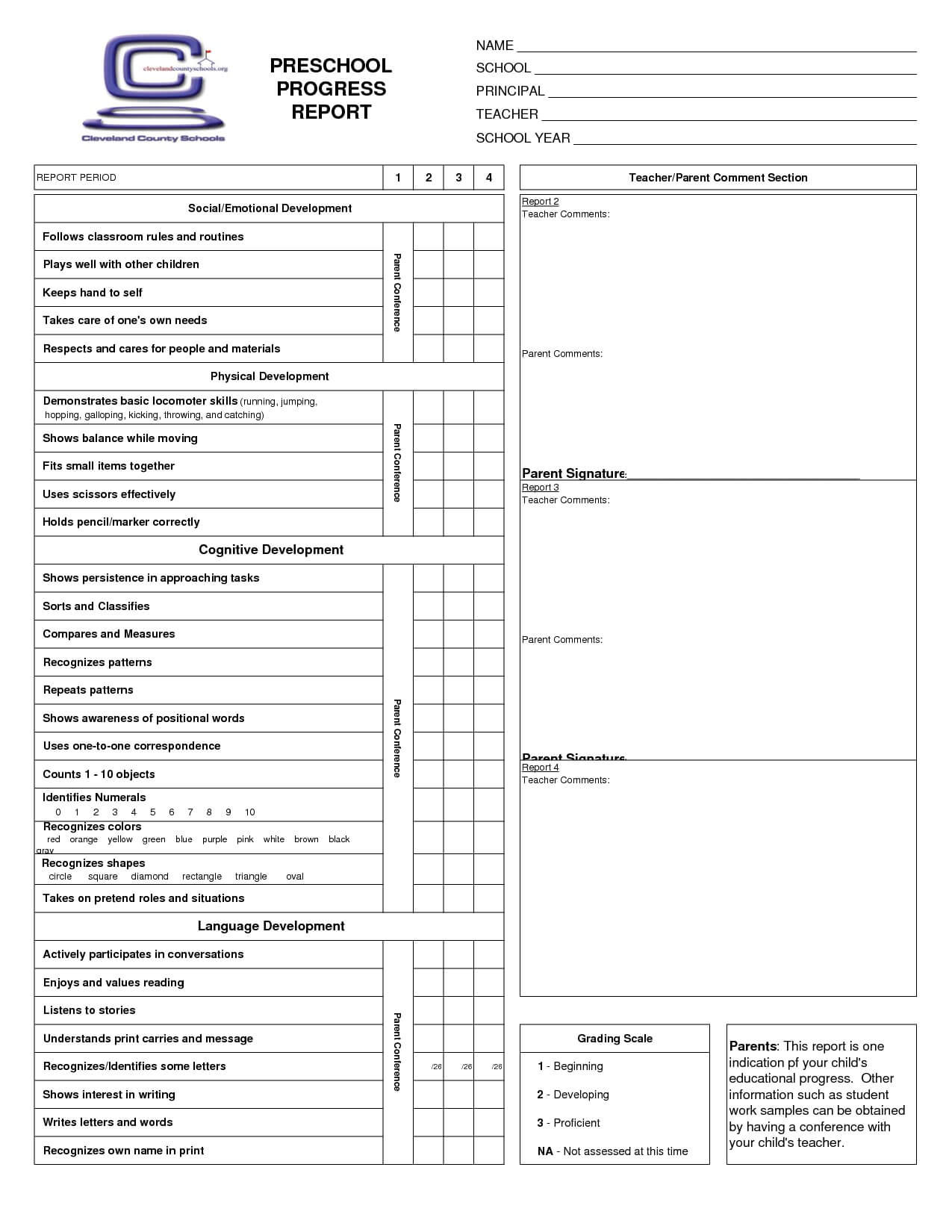 Preschool Progress Report Cards | Childcare | Kindergarten pertaining to Homeschool Report Card Template