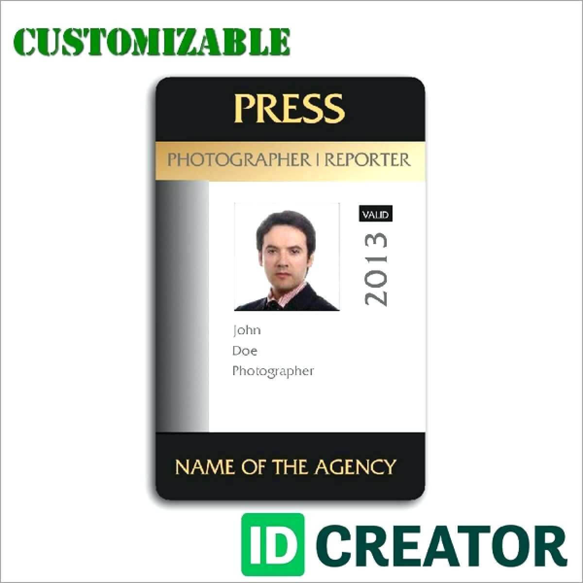 Press Id Template – Wecolor.co Inside Photographer Id Card Template