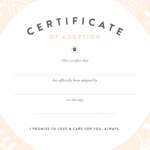 Pretty Fluffy With Pet Adoption Certificate Template