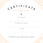 Pretty Fluffy Within Toy Adoption Certificate Template