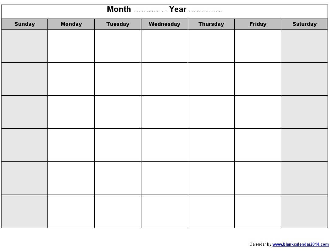 Print Blank Calendar Template Weekly Calendar Template Within Blank Activity Calendar Template