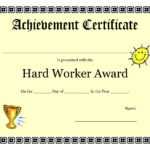 Printable Achievement Certificates Kids | Hard Worker For Free Printable Certificate Of Achievement Template