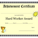 Printable Achievement Certificates Kids | Hard Worker For Pages Certificate Templates