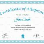 Printable Adoption Certificate Template Throughout Blank Adoption Certificate Template