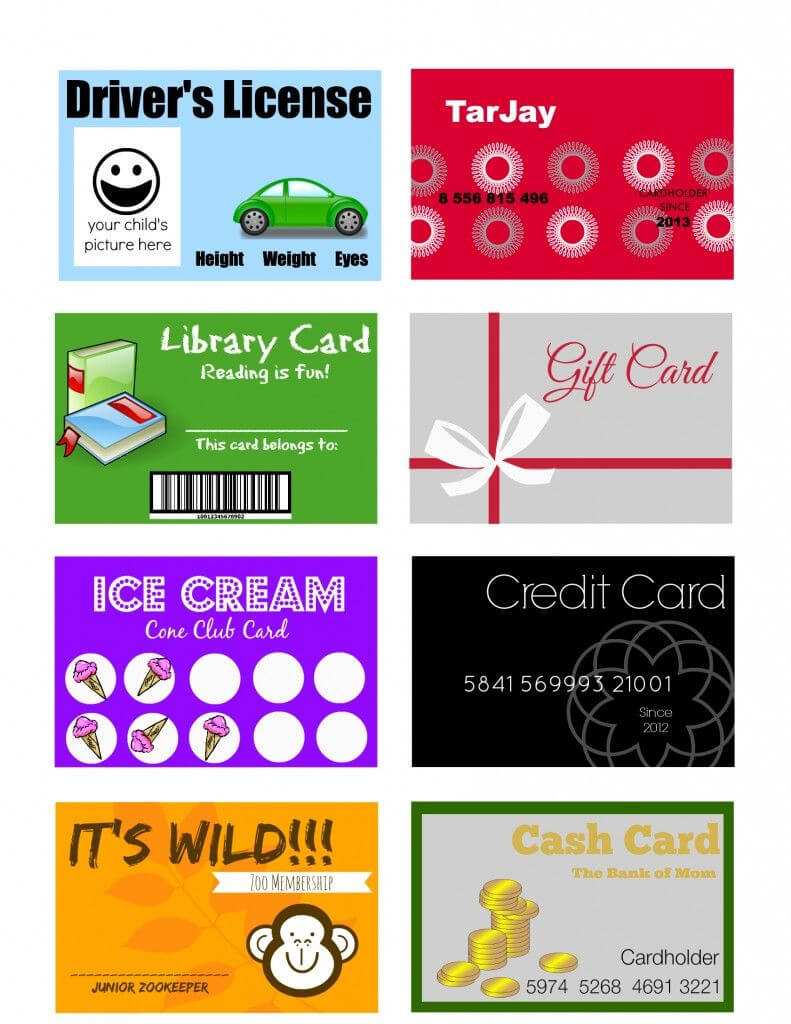 Printable (And Customizable) Play Credit Cards | Free With Credit Card Template For Kids