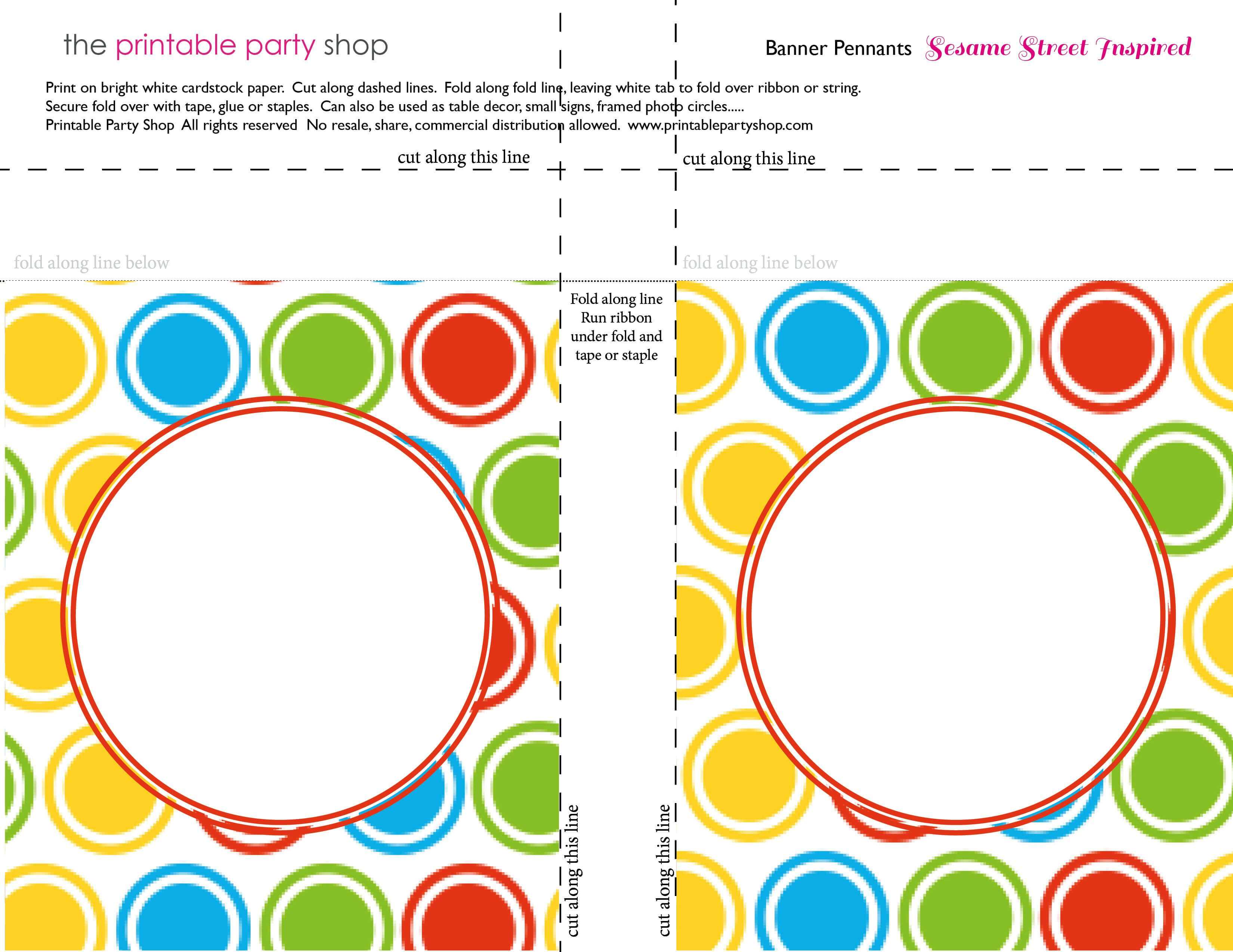 Printable Banners Templates Free | Banner-Squares-Big-Dots in Sesame Street Banner Template