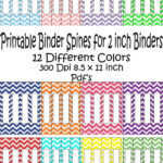 Printable Binder Spine Pack Size 2 Inch 12 Different Colors Regarding 3 Inch Binder Spine Template Word