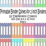 Printable Binder Spine Pack Size 2 Inch 12 Different Colors Regarding 3 Inch Binder Spine Template Word