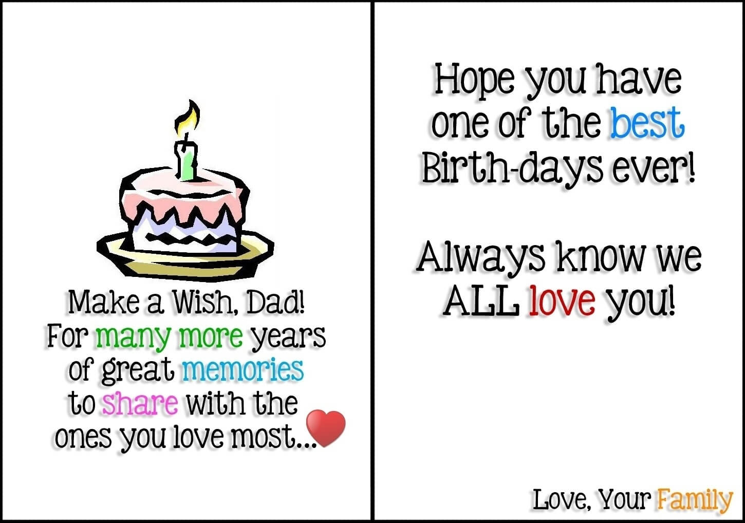 Printable Birthday Cards Foldable For Dad | Chart And With Regard To Foldable Birthday Card Template