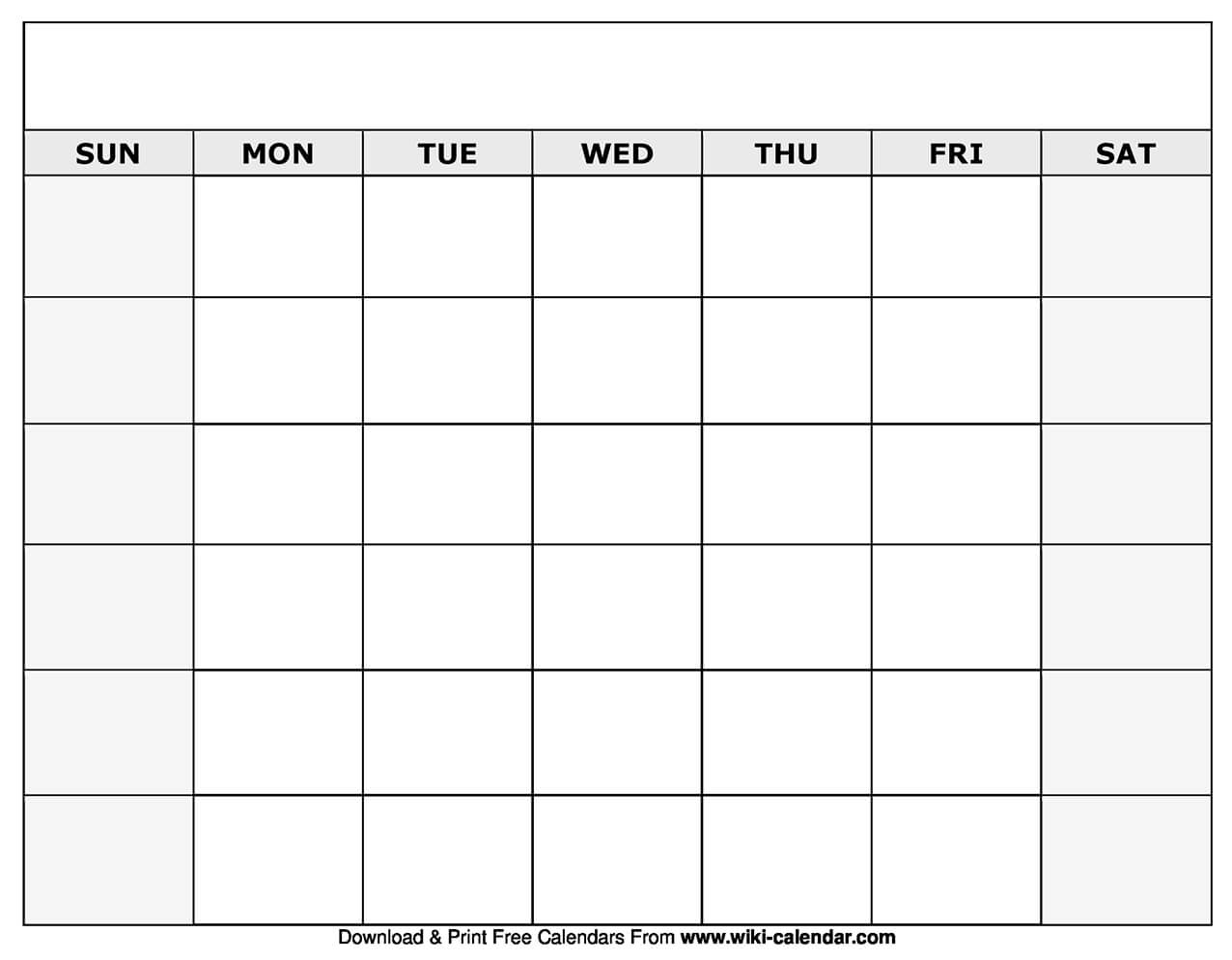 Printable Blank Calendar Templates Within Blank Calander Template