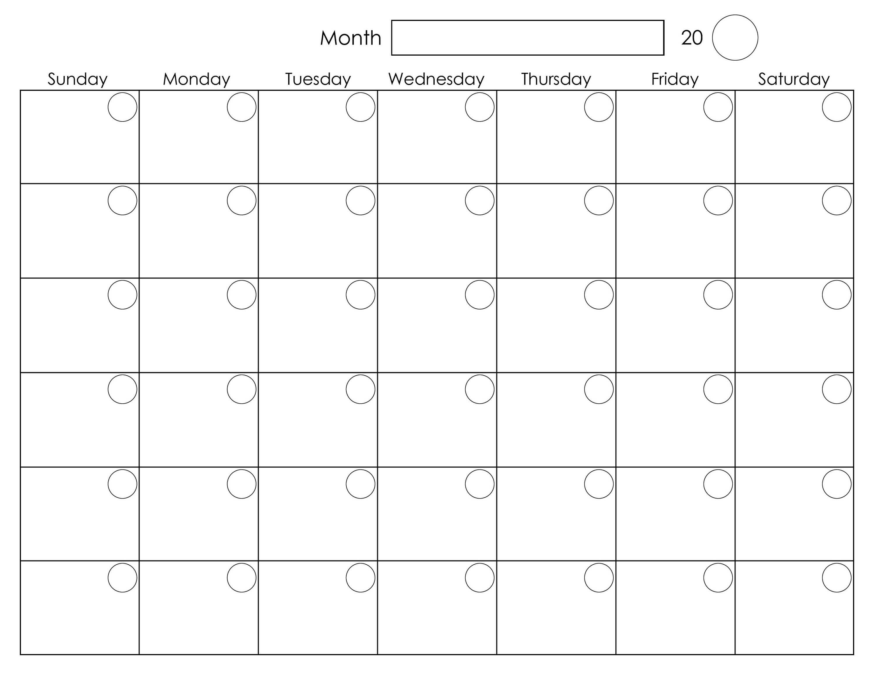 Printable Blank Monthly Calendar | Calendar Template Pertaining To Blank Activity Calendar Template