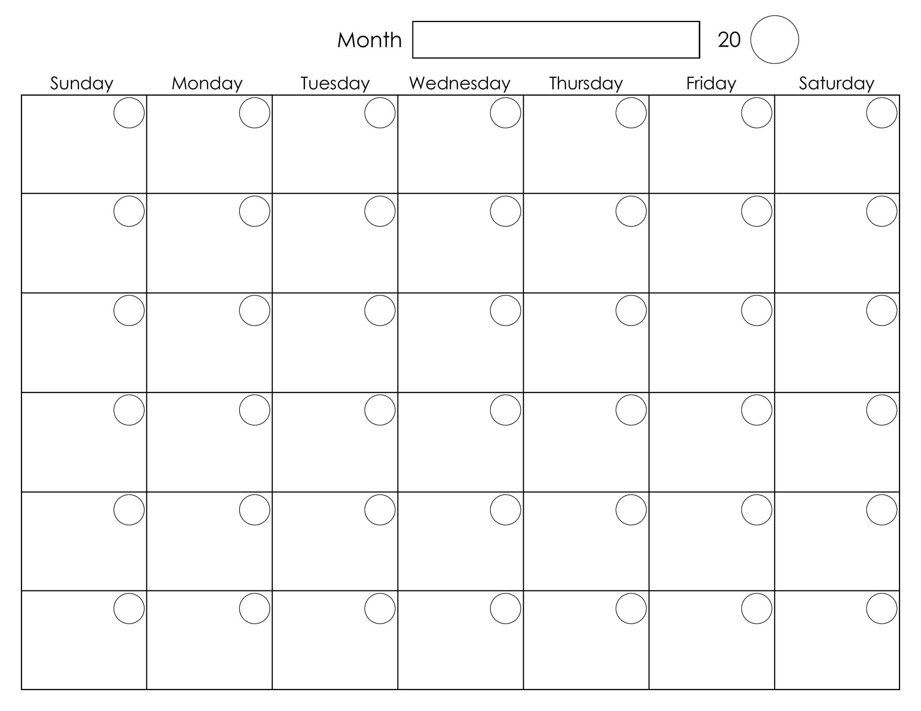 Printable Blank Monthly Calendar | Calendar Template Pertaining To Full Page Blank Calendar Template