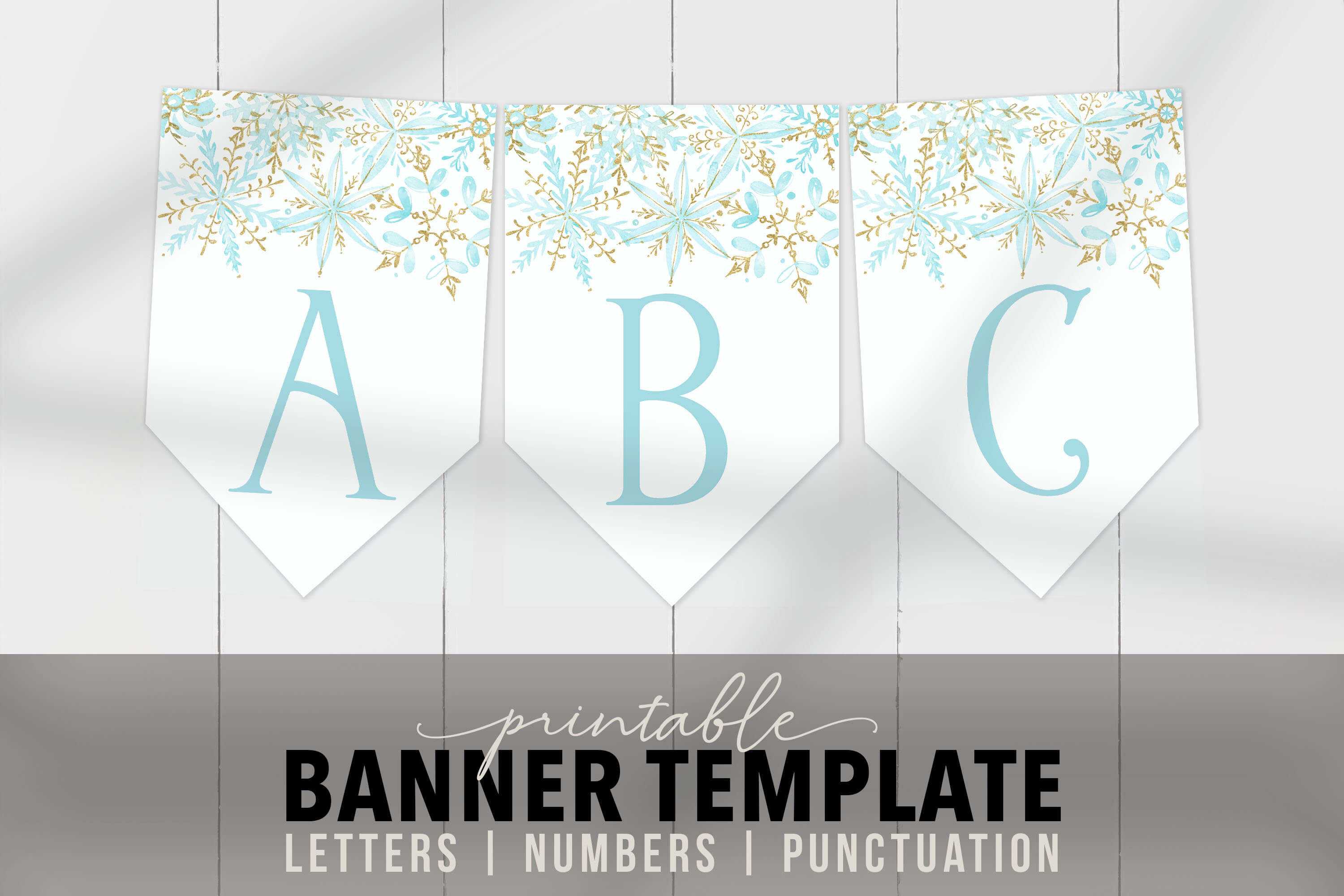 Printable Blue Snow Banner Template – Editable Banner Flags Snowflakes  Customizable Banner Pdf Bridal Shower, Birthday, Baby Shower, Party Intended For Bride To Be Banner Template